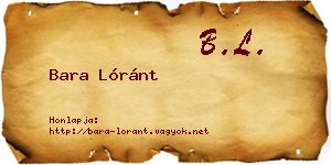 Bara Lóránt névjegykártya